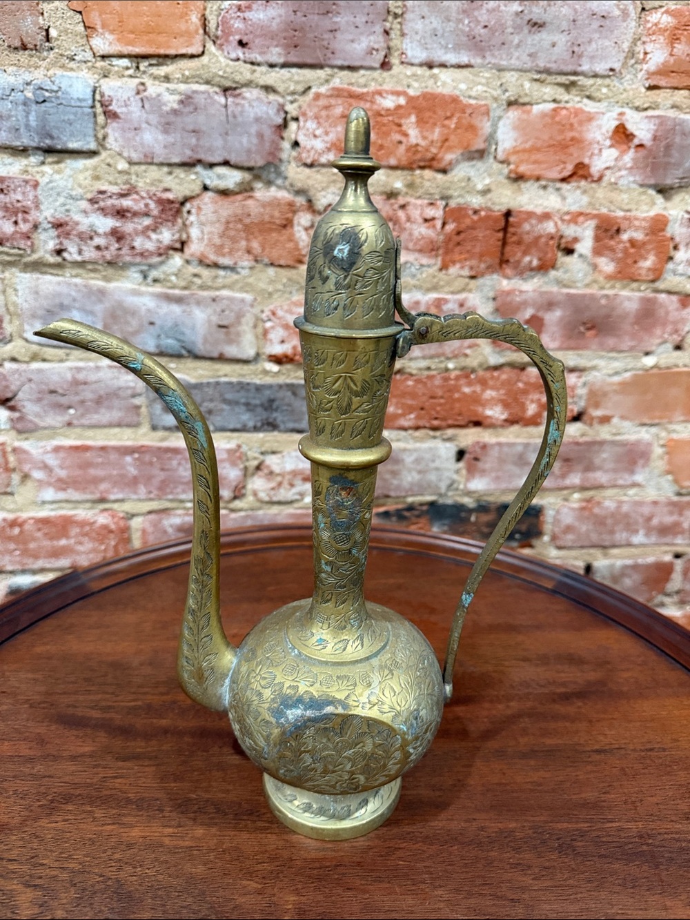 Vintage Ornate Brass Ewer Pitcher